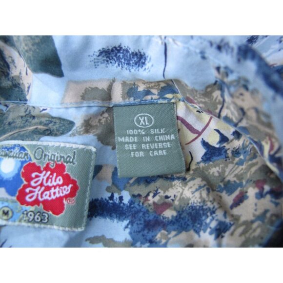 Hilo Hattie Hawaiian Camp Shirt Diamond Head Volcano Aloha Friday 100% Silk XL - Picture 11 of 11